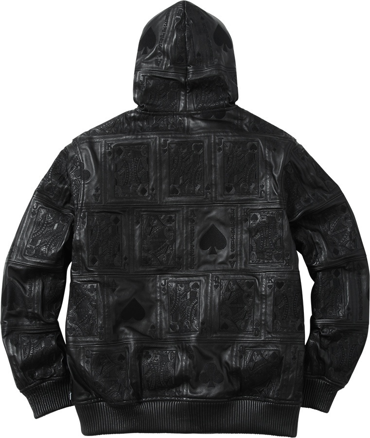 Court Cards Hooded Leather Jacket view 7